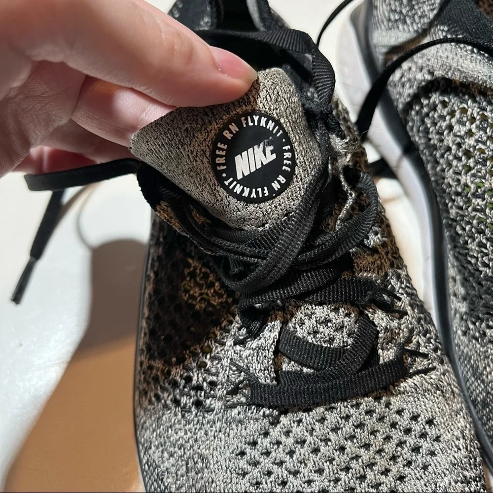 Size 7.5 - Nike Free Rn Flyknit 2017 Black/White EUC!.